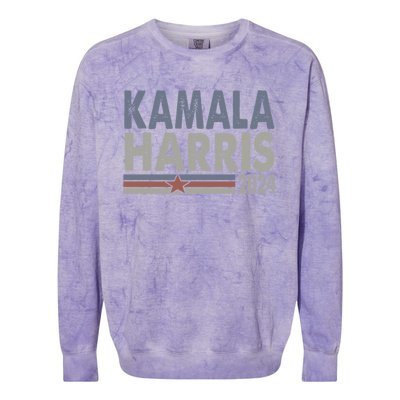 Harris 2024 Grunge Retro Stripes Vintage Kamala Harris 2024 Gift Colorblast Crewneck Sweatshirt