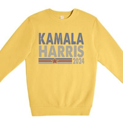 Harris 2024 Grunge Retro Stripes Vintage Kamala Harris 2024 Gift Premium Crewneck Sweatshirt