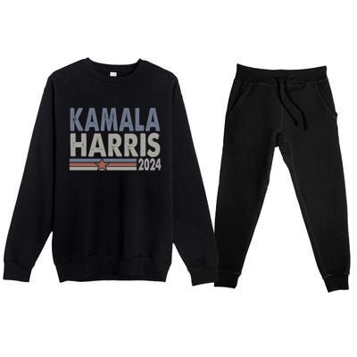 Harris 2024 Grunge Retro Stripes Vintage Kamala Harris 2024 Gift Premium Crewneck Sweatsuit Set