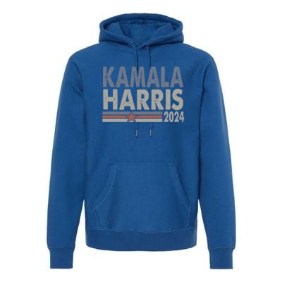 Harris 2024 Grunge Retro Stripes Vintage Kamala Harris 2024 Gift Premium Hoodie