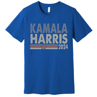 Harris 2024 Grunge Retro Stripes Vintage Kamala Harris 2024 Gift Premium T-Shirt