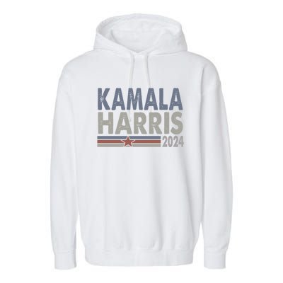 Harris 2024 Grunge Retro Stripes Vintage Kamala Harris 2024 Gift Garment-Dyed Fleece Hoodie