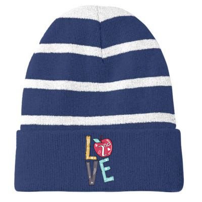 Hello 2nd grade Teacher Love Back To School Gifts Striped Beanie with Solid Band