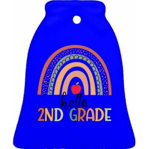 Hello 2Nd Grade Teacher Rainbow Team Second Grade Teacher Great Gift Ceramic Bell Ornament