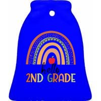 Hello 2Nd Grade Teacher Rainbow Team Second Grade Teacher Great Gift Ceramic Bell Ornament