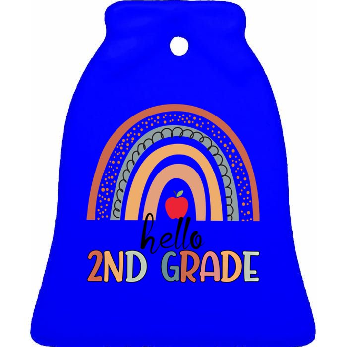 Hello 2Nd Grade Teacher Rainbow Team Second Grade Teacher Great Gift Ceramic Bell Ornament