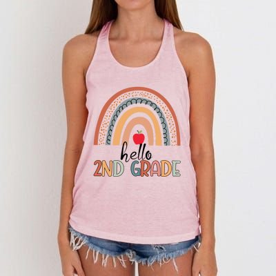 Hello 2Nd Grade Teacher Rainbow Team Second Grade Teacher Great Gift Women's Knotted Racerback Tank