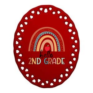 Hello 2Nd Grade Teacher Rainbow Team Second Grade Teacher Great Gift Ceramic Oval Ornament