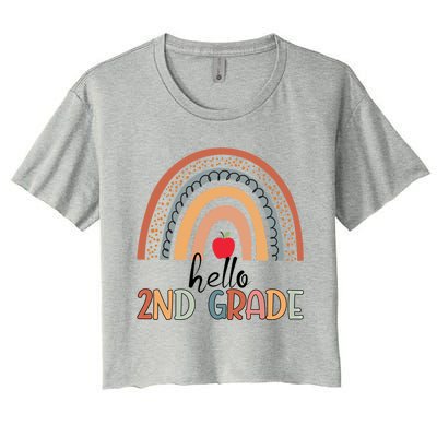 Hello 2Nd Grade Teacher Rainbow Team Second Grade Teacher Great Gift Women's Crop Top Tee