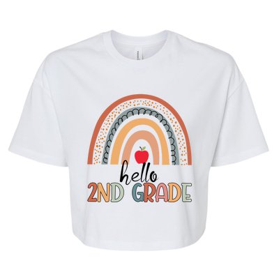 Hello 2Nd Grade Teacher Rainbow Team Second Grade Teacher Great Gift Bella+Canvas Jersey Crop Tee