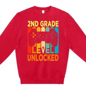 Hello 2nd Grade Level Unlocked Video Game Premium Crewneck Sweatshirt