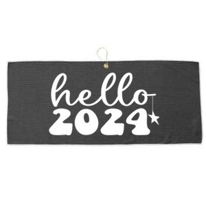 Hello 2024 Happy New Year Great Gift Large Microfiber Waffle Golf Towel