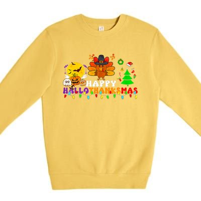 Hallothanksmas 2024 Halloween Merry Christmas Thanksgiving Premium Crewneck Sweatshirt