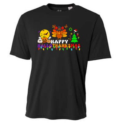 Hallothanksmas 2024 Halloween Merry Christmas Thanksgiving Cooling Performance Crew T-Shirt