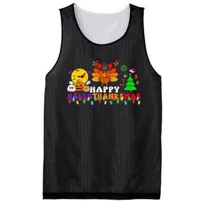 Hallothanksmas 2024 Halloween Merry Christmas Thanksgiving Mesh Reversible Basketball Jersey Tank