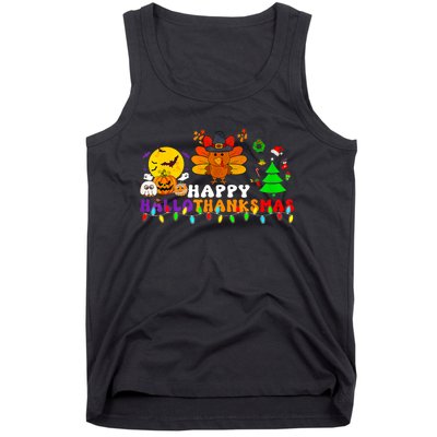 Hallothanksmas 2024 Halloween Merry Christmas Thanksgiving Tank Top