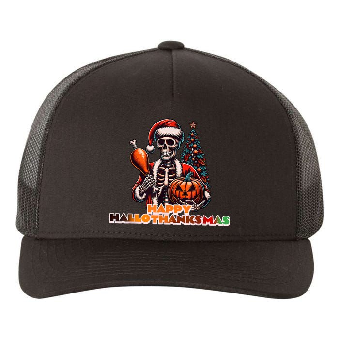 Hallothanksmas 2024 Halloween Merry Christmas Thanksgiving Yupoong Adult 5-Panel Trucker Hat