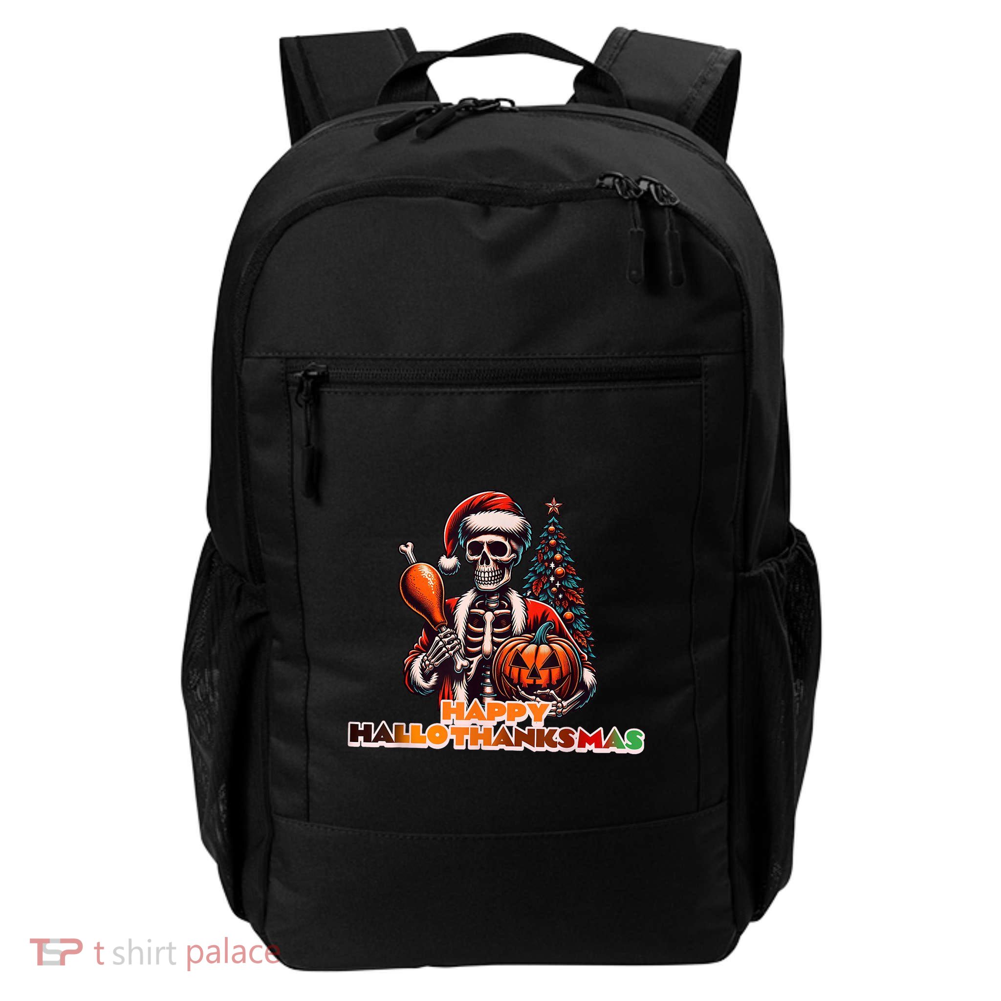 Hallothanksmas 2024 Halloween Merry Christmas Thanksgiving Backpack