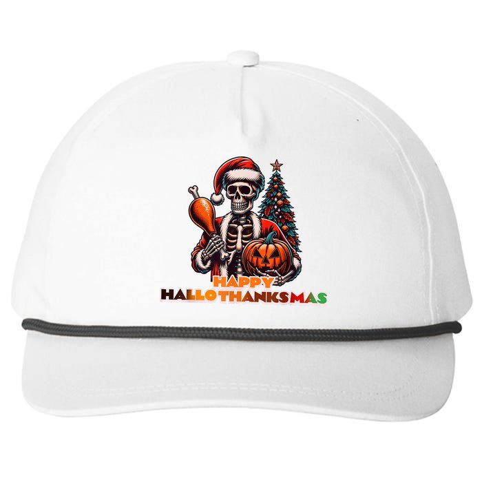 Hallothanksmas 2024 Halloween Merry Christmas Thanksgiving Snapback Five-Panel Rope Hat