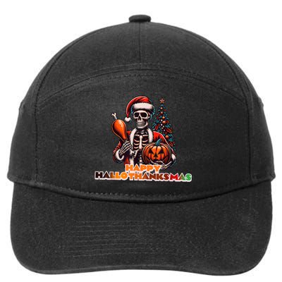 Hallothanksmas 2024 Halloween Merry Christmas Thanksgiving 7-Panel Snapback Hat