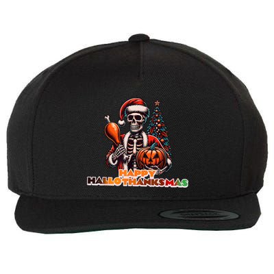 Hallothanksmas 2024 Halloween Merry Christmas Thanksgiving Wool Snapback Cap