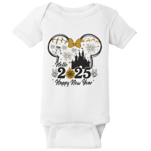 Hello 2025 Happy New Year Magical Castle Baby Bodysuit