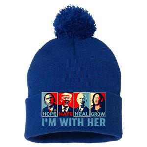 Harris 2024 IM With Her Kamala Harris Vote President Pom Pom 12in Knit Beanie