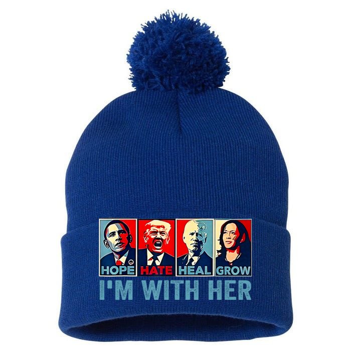 Harris 2024 IM With Her Kamala Harris Vote President Pom Pom 12in Knit Beanie