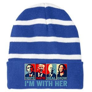 Harris 2024 IM With Her Kamala Harris Vote President Striped Beanie with Solid Band