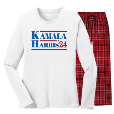 Harris 2024 Kamala Harris 2024 Elections American Flag Women's Long Sleeve Flannel Pajama Set 