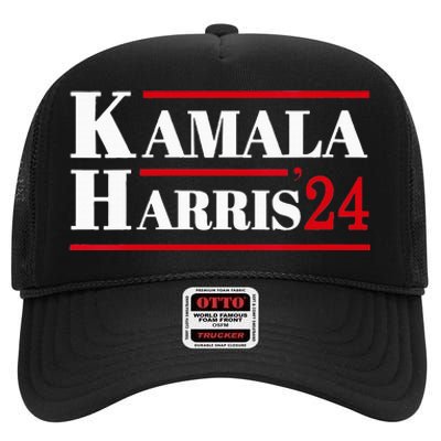 Harris 2024 Kamala Harris 2024 Elections American Flag High Crown Mesh Back Trucker Hat