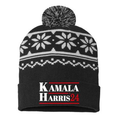 Harris 2024 Kamala Harris 2024 Elections American Flag USA-Made Snowflake Beanie