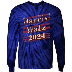 Harriswalz 2024 Kamala Harris And Tim Walz Supporters Tie-Dye Long Sleeve Shirt