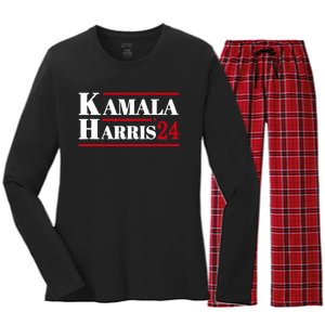 Harris 2024 Kamala Harris 2024 Elections American Flag Women's Long Sleeve Flannel Pajama Set 