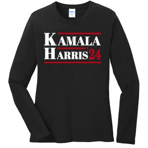 Harris 2024 Kamala Harris 2024 Elections American Flag Ladies Long Sleeve Shirt