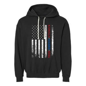 Harris 2024 Kamala Harris 2024 Elections American Flag Garment-Dyed Fleece Hoodie