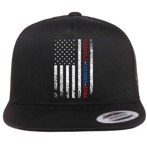 Harris 2024 Kamala Harris 2024 Elections American Flag Flat Bill Trucker Hat