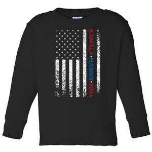 Harris 2024 Kamala Harris 2024 Elections American Flag Toddler Long Sleeve Shirt