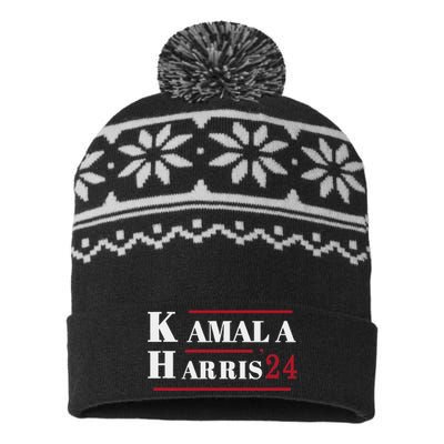 Harris 2024 Kamala Harris 2024 Elections American Flag Gift USA-Made Snowflake Beanie