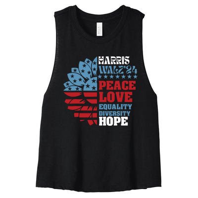 Harriswaltz 2024 Kamalaharris Timwaltz 2024 Women's Racerback Cropped Tank