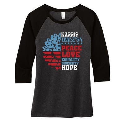 Harriswaltz 2024 Kamalaharris Timwaltz 2024 Women's Tri-Blend 3/4-Sleeve Raglan Shirt