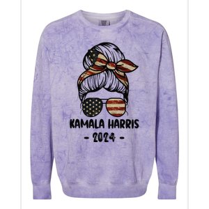 Harris 2024 Kamala Harris 2024 Messy Bun Elections Colorblast Crewneck Sweatshirt