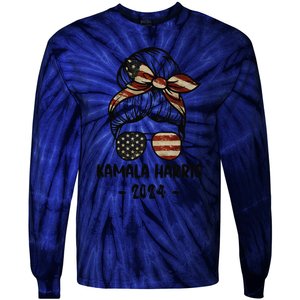 Harris 2024 Kamala Harris 2024 Messy Bun Elections Tie-Dye Long Sleeve Shirt