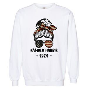 Harris 2024 Kamala Harris 2024 Messy Bun Elections Garment-Dyed Sweatshirt