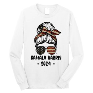 Harris 2024 Kamala Harris 2024 Messy Bun Elections Long Sleeve Shirt