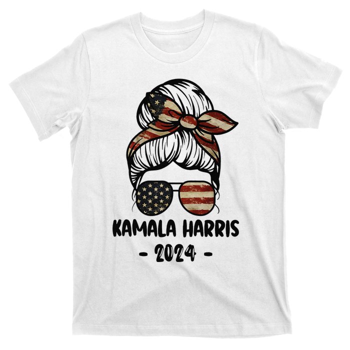 Harris 2024 Kamala Harris 2024 Messy Bun Elections T-Shirt