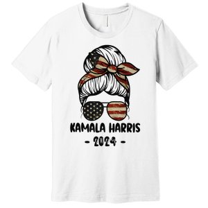 Harris 2024 Kamala Harris 2024 Messy Bun Elections Premium T-Shirt