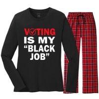 Harriswaltz 2024 Kamalaharris 2024 Timwaltz 2024 Voting Is My Black Job Women's Long Sleeve Flannel Pajama Set 