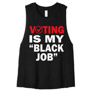 Harriswaltz 2024 Kamalaharris 2024 Timwaltz 2024 Voting Is My Black Job Women's Racerback Cropped Tank