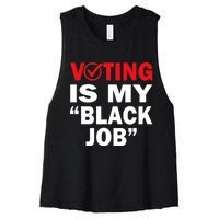 Harriswaltz 2024 Kamalaharris 2024 Timwaltz 2024 Voting Is My Black Job Women's Racerback Cropped Tank